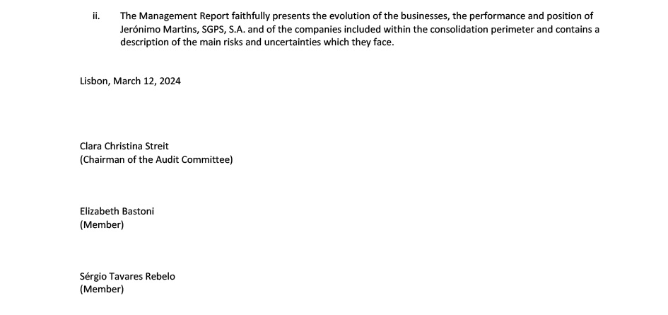 Page 3 of the report and opinion of the audit committee (photo)