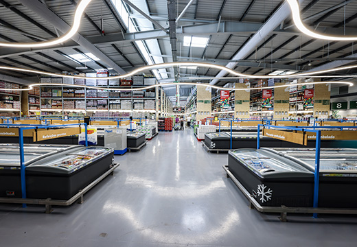 Store interiour with freezers in the foreground (photo)