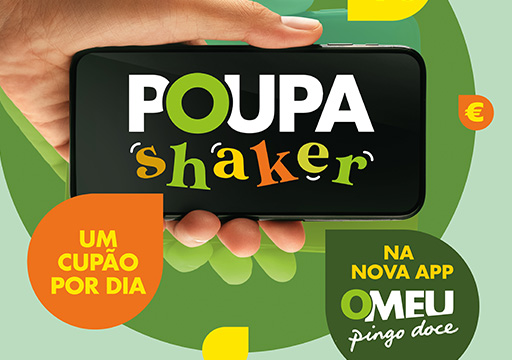 Poster for the Pingo Doce's Poupa Shaker on a mobile phone screen (photo)