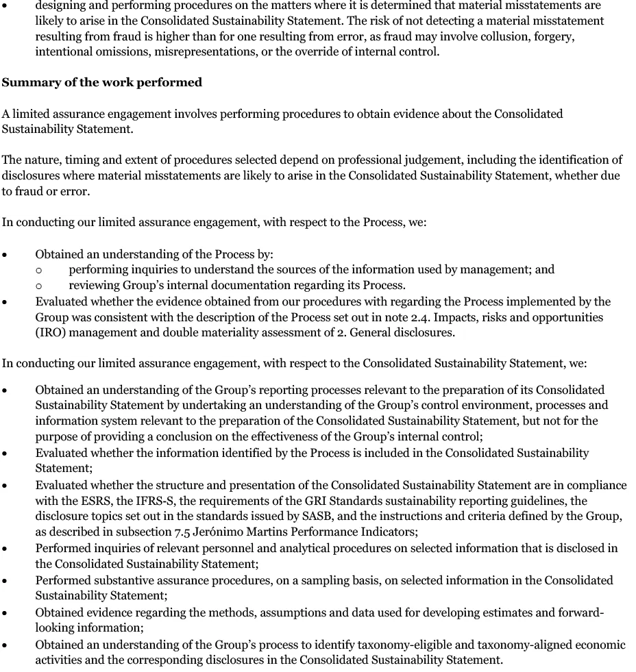 Page 4 of the independent limited assurance report (photo)