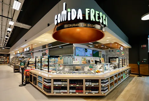 The front of a Comida Fresca restaurant inside a Pingo Doce store (photo)