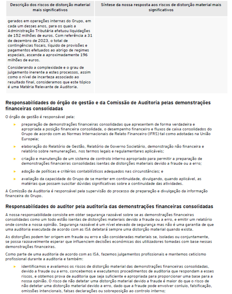Página 4 do relatório dos auditores sobre as demonstrações financeiras consolidadas (foto)