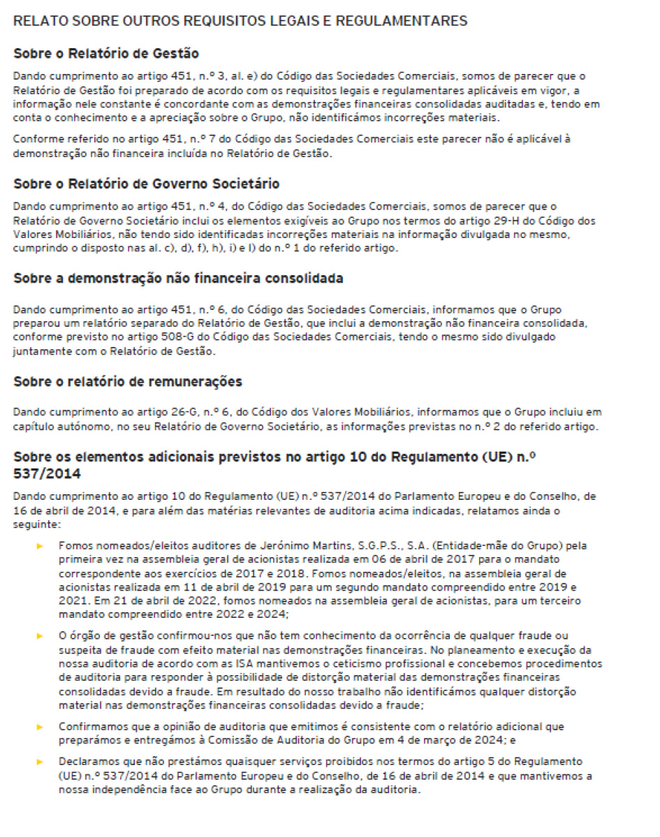Página 6 do relatório dos auditores sobre as demonstrações financeiras consolidadas (foto)