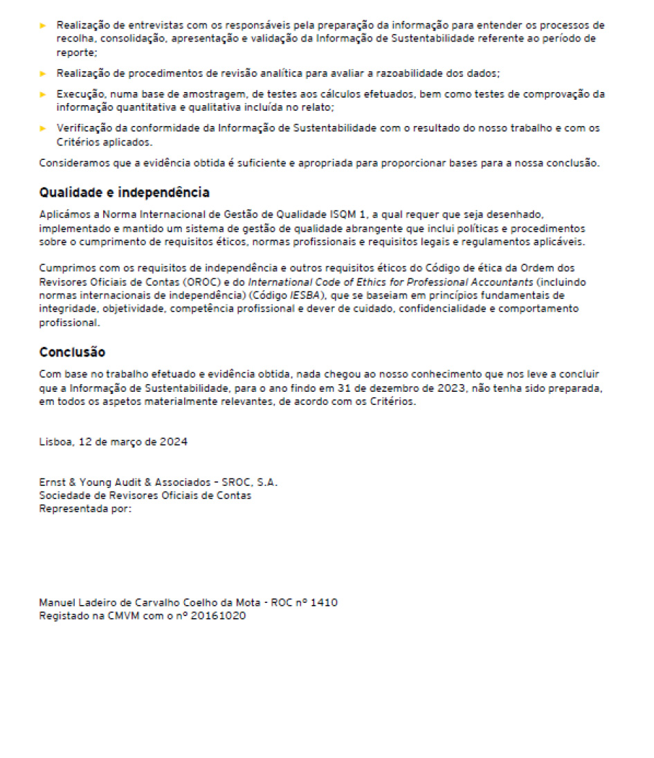 Página 2 do relatório de garantia limitada de fiabilidade independente (foto)