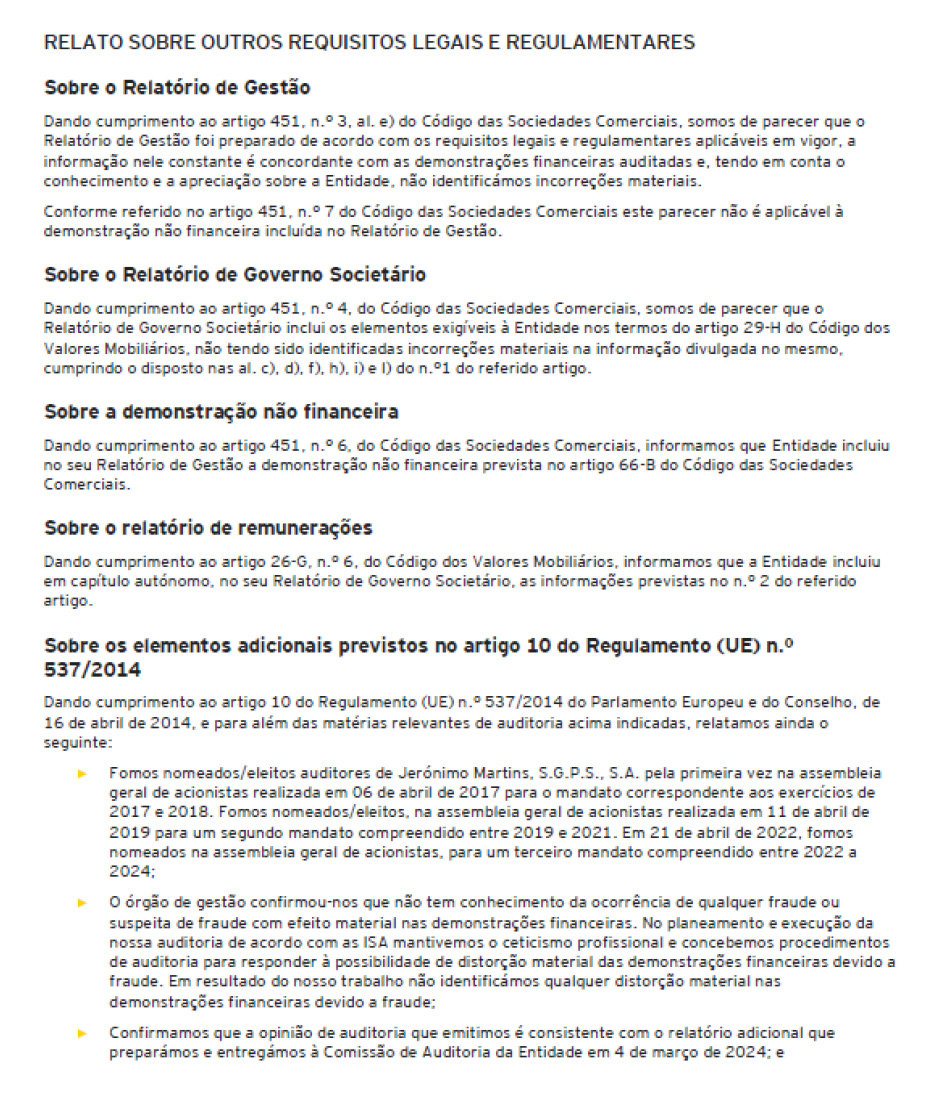 Página 4 do relatório de auditoria das demonstrações financeiras individuais (foto)