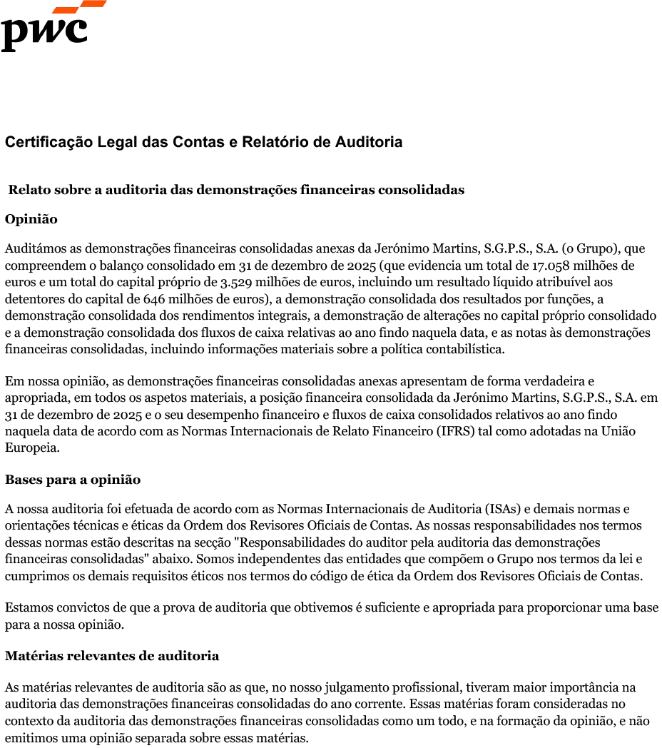 Página 1 do relatório dos auditores das demonstrações financeiras consolidadas (foto)