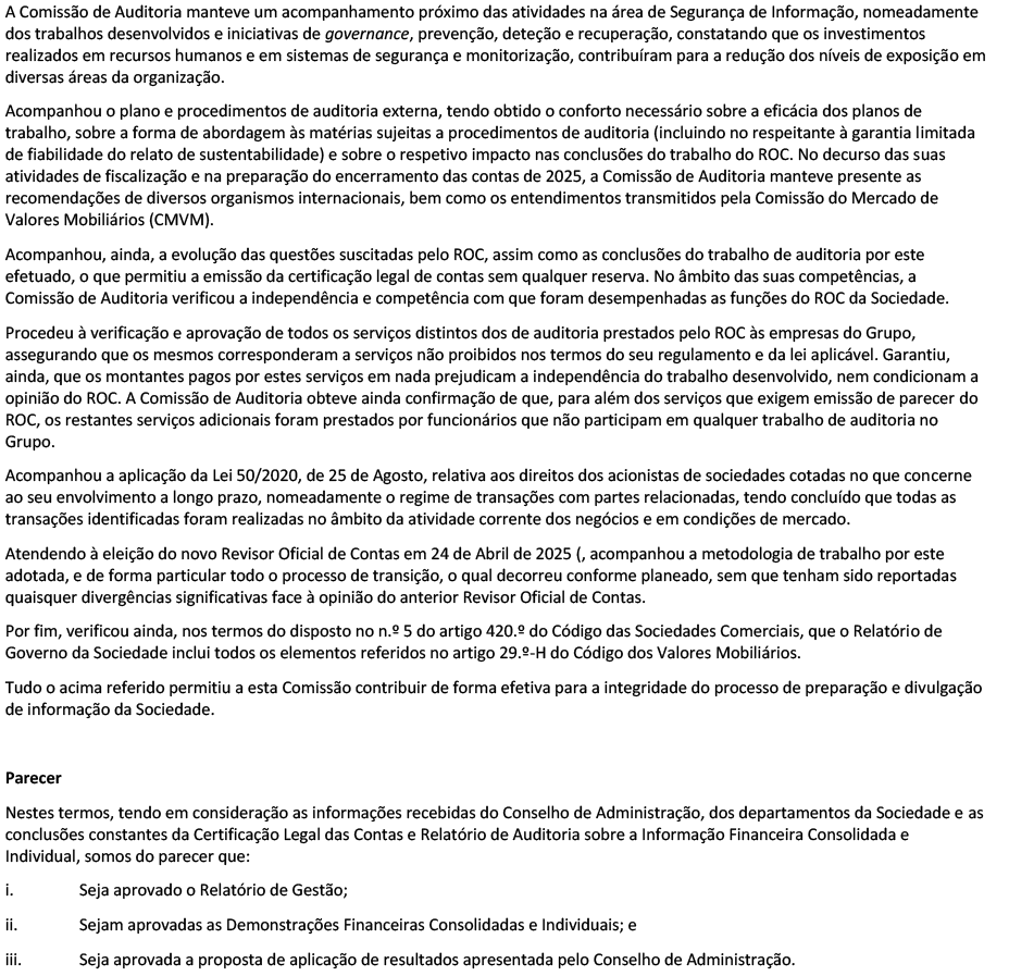 Página 2 do relatório e do parecer do comité de fiscalização (foto)